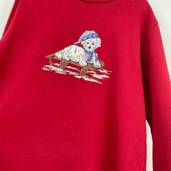 Vintage Penmans Red Crewneck Pullover red snowy Dog embroidered sweatshirt - Picture 11 of 15